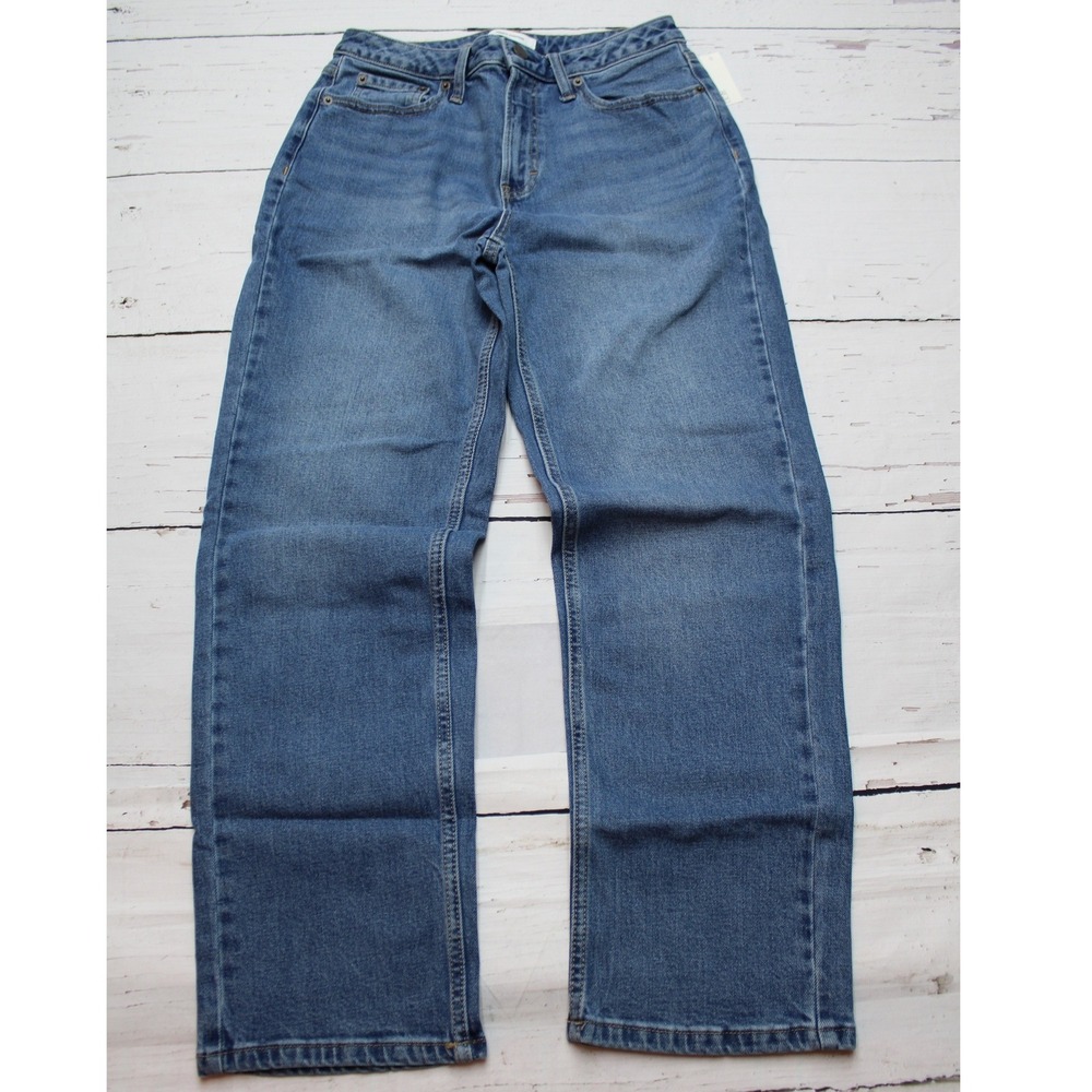 Old Navy Extra High-Waisted Wide-Leg Jeans Medium Wash Blue Denim Size 8L NEW